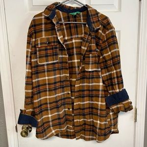 Burnt Orange and Blue Plaid Shirt